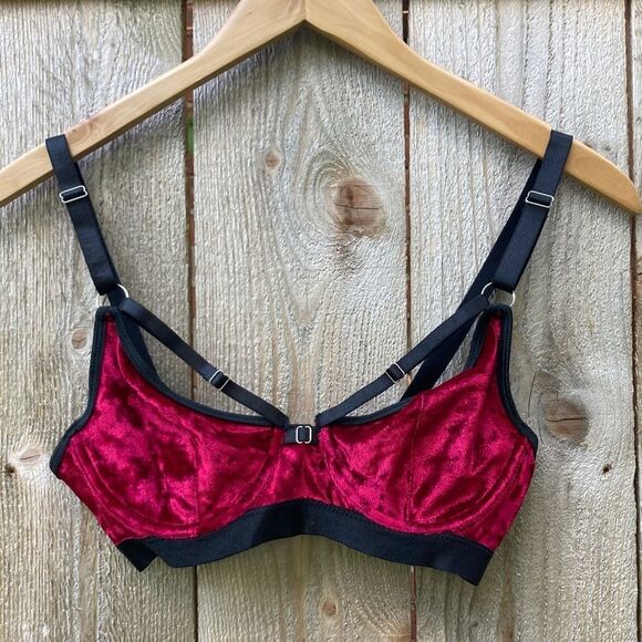 Other - Velvet Bralette Christmas/holiday Cut-out Lingerie